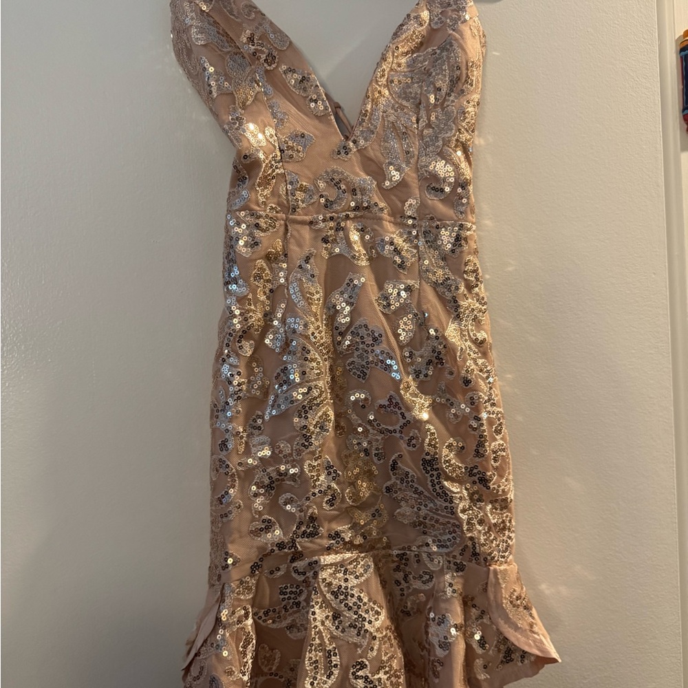 Selfie Leslie Pink Sequin High Low Dress